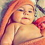 Cataleya participe au concours pour gagner de l'argent avec cette photo : baby, towel, child, face, skin, arm, pacifier, blanket, beads, pattern, comfort, cute, infant, lying_down, expression, soft, warm, indoor, portrait, adorable