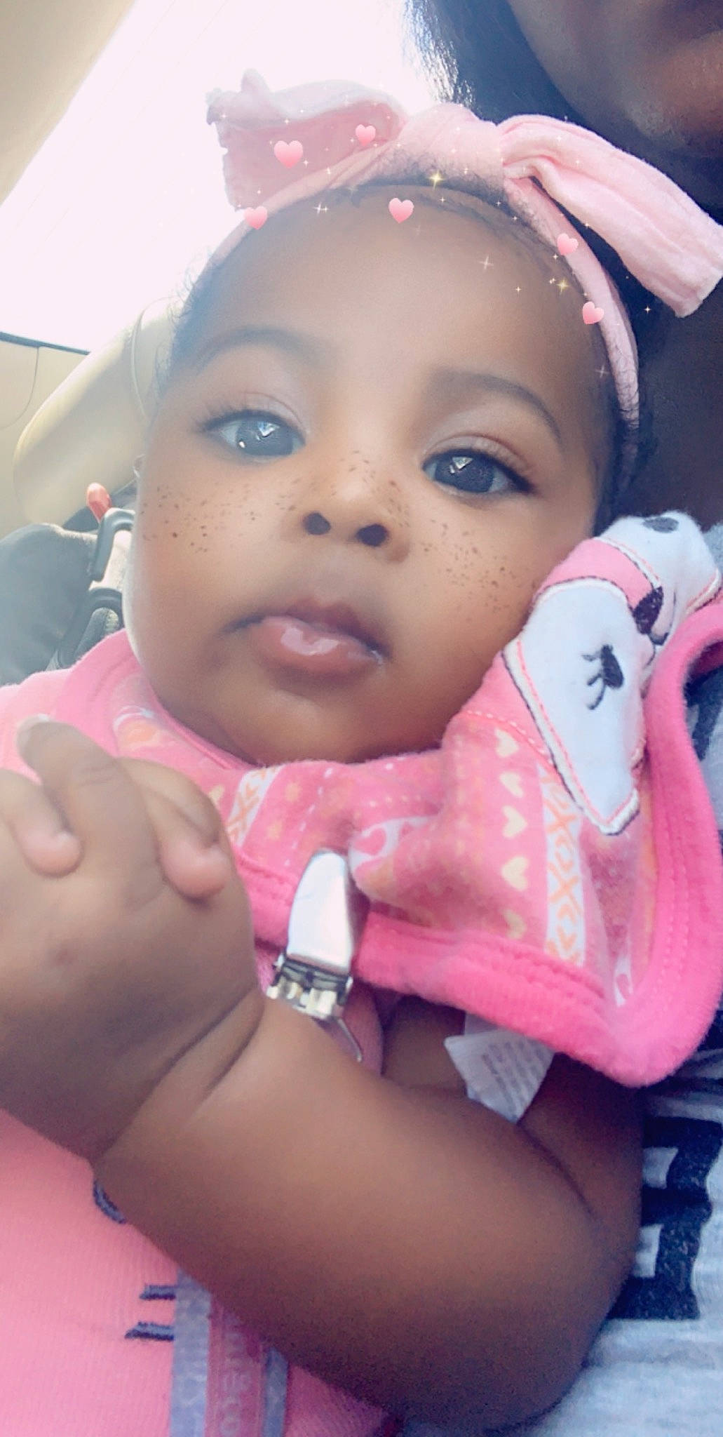 Kahlani joined the competition — help win amazing prizes! baby, black_hair, cheek, child, eyebrow, eyelash, face, finger, forehead, head, lip, mouth, nail, neck, nose, person, pink, skin, toddler