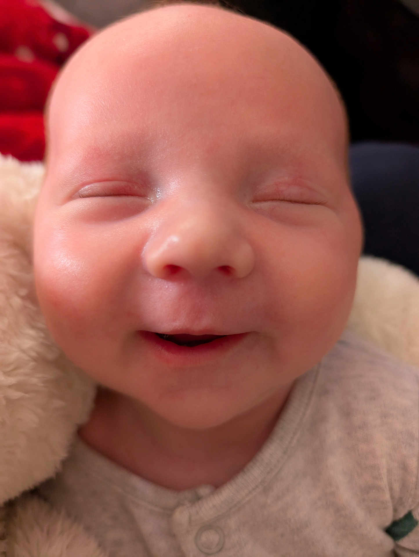 Jonyk joined the competition — help win amazing prizes! baby, smiling, face, closeup, infant, sleepy, cozy, blanket, onesie, skin, head, expression, cute, happy, child, portrait, newborn, soft, warm, peaceful