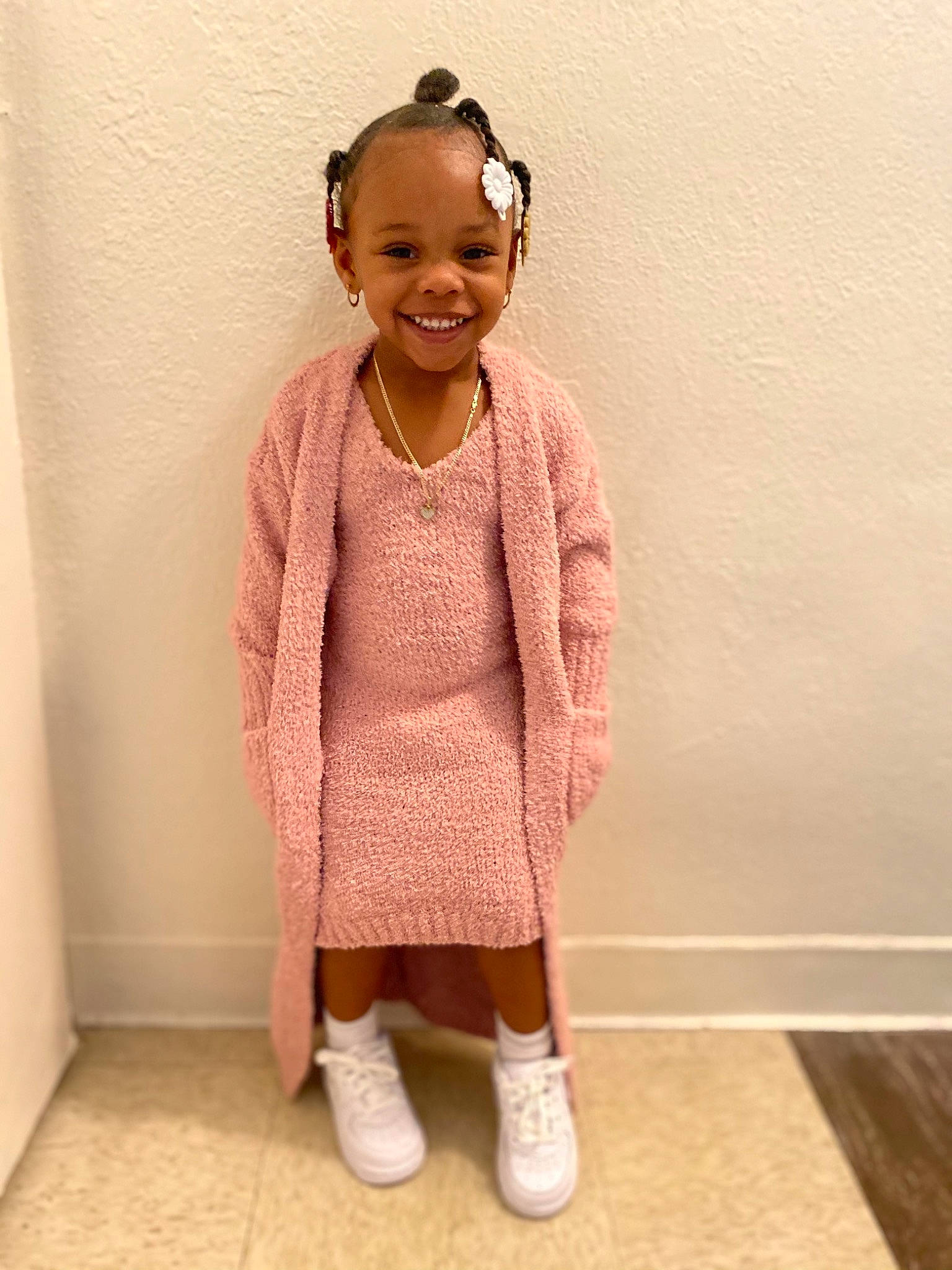 Ocean is registered to the contest to win money with this photo: baby_toddler_clothing, blazer, collar, cool, dress, face, hair, happy, head, joy, leg, magenta, neck, outerwear, pattern, person, sleeve, smile, sock, street_fashion