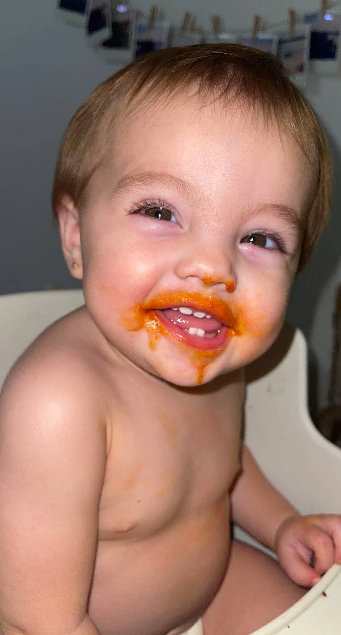 Brylee is registered to the contest to win money with this photo: biting, cheek, chin, ear, eyebrow, eyelash, forehead, happy, human_body, iris, jaw, lip, mouth, neck, nose, person, skin, tableware, throat, toddler