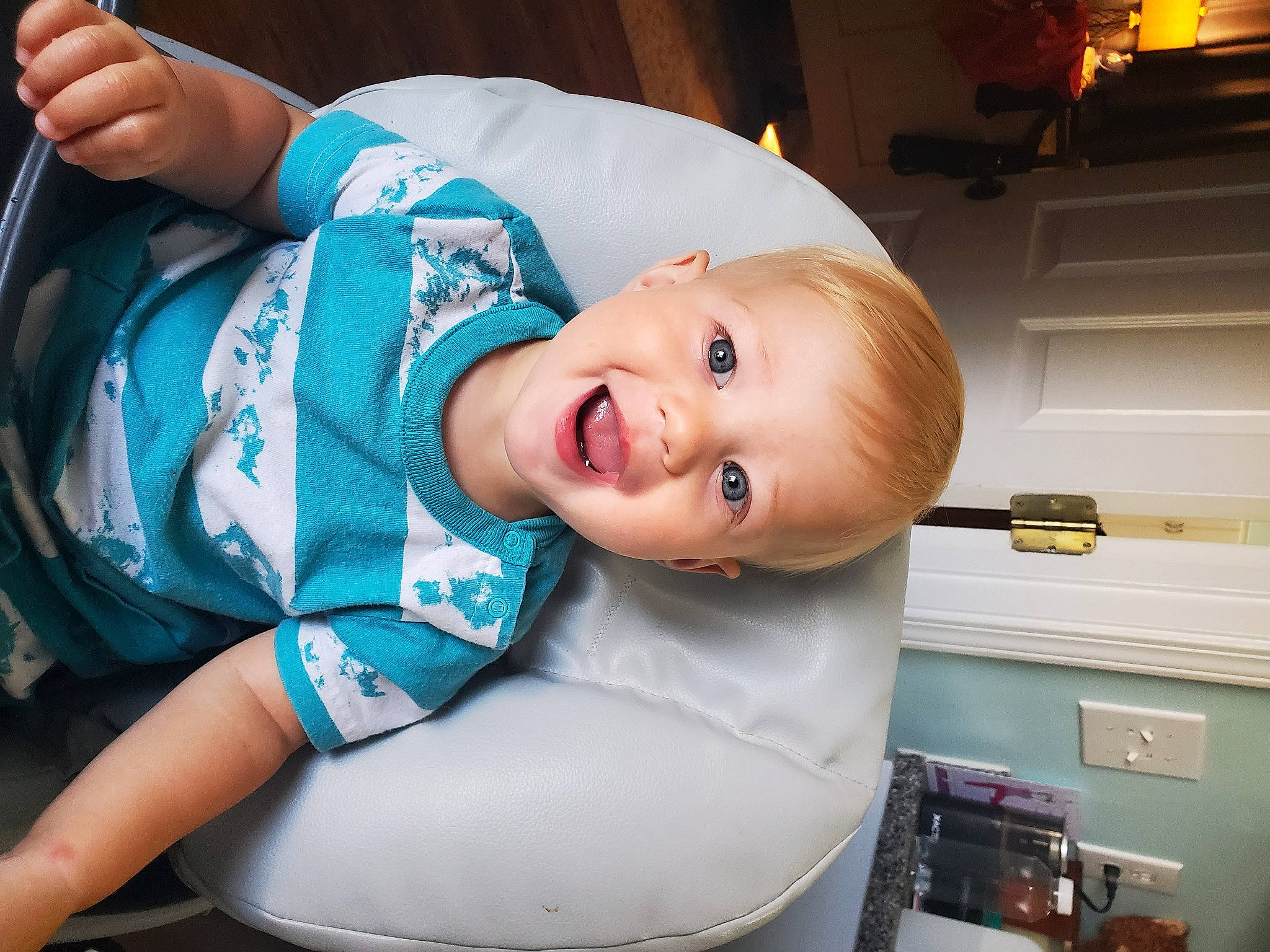 Miller is registered to the contest to win money with this photo: baby, baby_products, baby_toddler_clothing, cabinetry, child, comfort, drawer, electric_blue, eye, fashion_accessory, flash_photography, fun, happy, human_body, mouth, person, room, service, sitting, smile