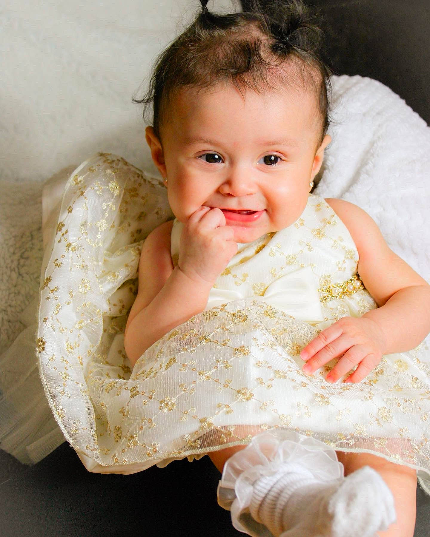 Ava Rose joined the competition — help win amazing prizes! arm, baby, baby_toddler_clothing, cheek, embellishment, eyelash, face, finger, flash_photography, hand, happy, headgear, iris, joy, person, pink, skin, sleeve, smile, standing