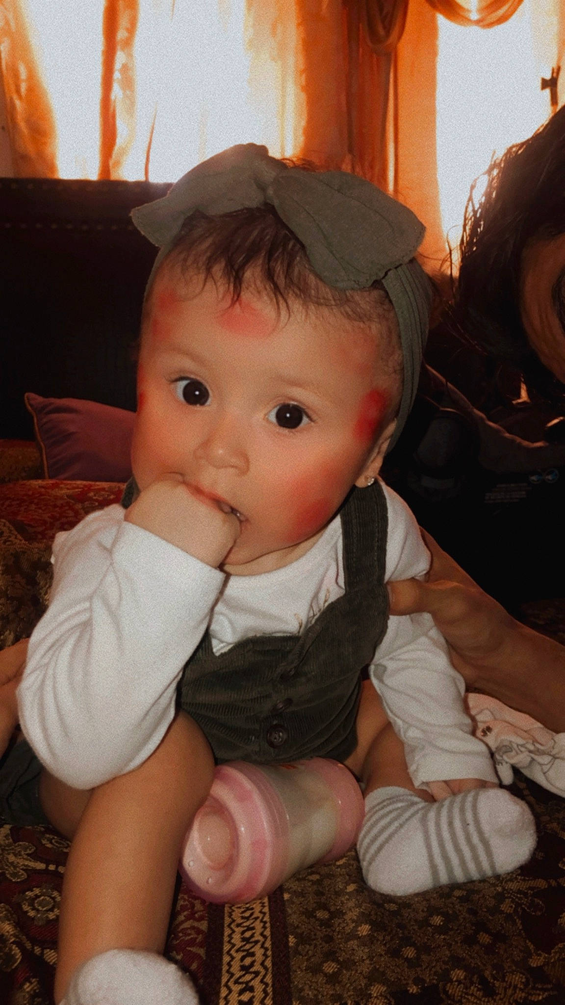 Ava Rose joined the competition — help win amazing prizes! baby, baby_toddler_clothing, chair, cheek, child, comfort, eyebrow, eyelash, flooring, foot, fun, iris, lip, nail, nose, person, sitting, skin, surprise, thumb