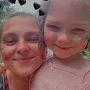 Lydia joined the competition — help win amazing prizes! child, adult, face_paint, smile, outdoor, trees, hearts, black_hearts, portrait, close_up, nature, happy, people, fashion, red_clothing, pink_clothing, woman, girl, cute, fun