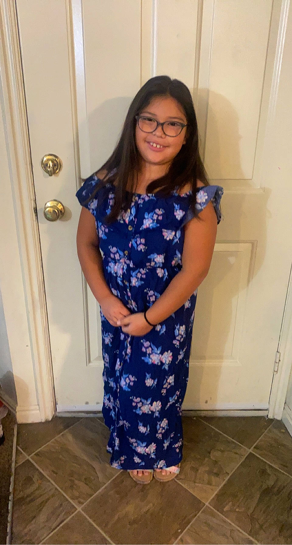 Destinee joined the competition — help win amazing prizes! abdomen, door, elbow, electric_blue, event, fashion_design, flooring, formal_wear, home_door, human_leg, joy, knee, pattern, person, room, sleeve, smile, standing, thigh, trunk