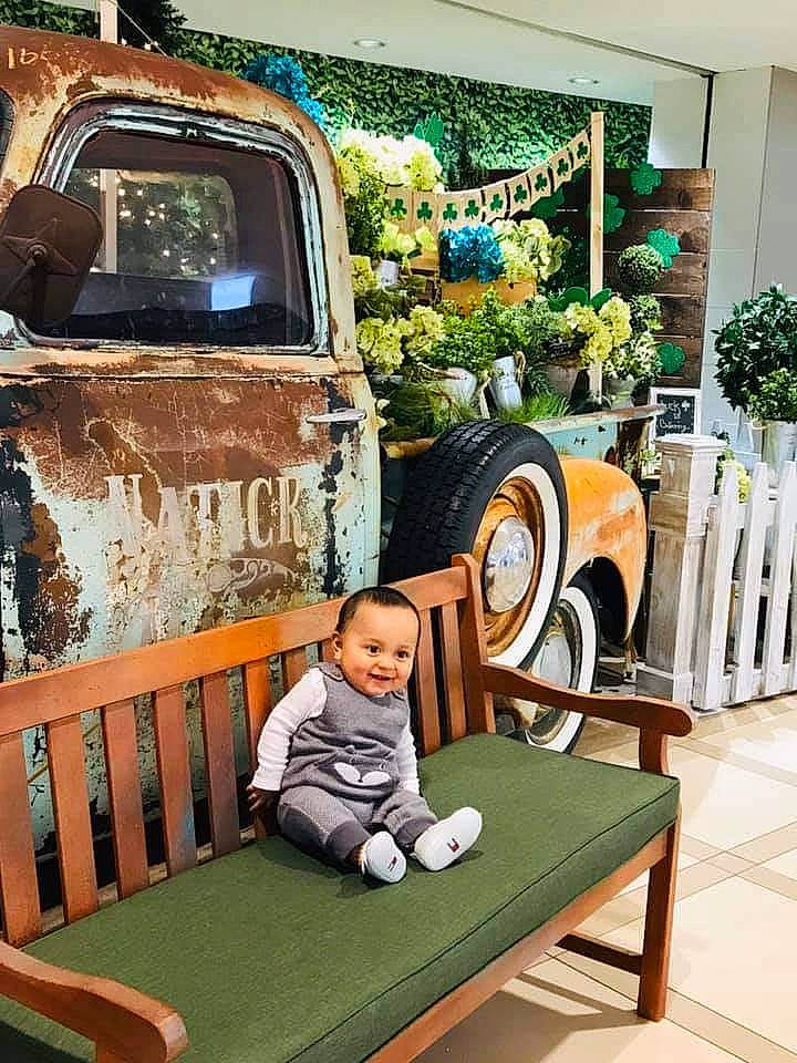 Andres is registered to the contest to win money with this photo: car, furniture, joy, leisure, motor_vehicle, person, pickup_truck, plant, room, sitting, tree, vehicle