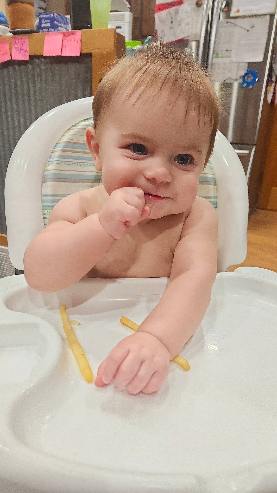 Jayden joined the competition — help win amazing prizes! baby, baby_grabbing_for_something, baby_playing_with_food, baby_toddler_clothing, bathing, chair, cheek, child, comfort, eyelash, flooring, fun, happy, nail, person, room, sitting, skin, smile, thumb