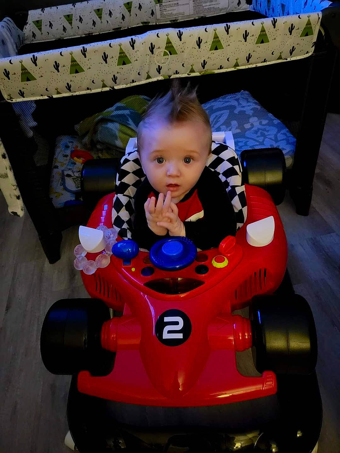 Nicolas joined the competition — help win amazing prizes! automotive_design, baby, baby_products, baby_toddler_clothing, beauty, child, fun, leisure, motor_vehicle, person, product, recreation, riding_toy, sitting, surprise, tire, toddler, toy, toy_vehicle, travel