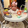 Novaleigh joined the competition — help win amazing prizes! activity_center, baby, baby_toys, carpet, child, clothing, colorful, curious, cute, face, floor, furniture, headband, indoor, infant, person, pink_bow, playtime, socks, toy