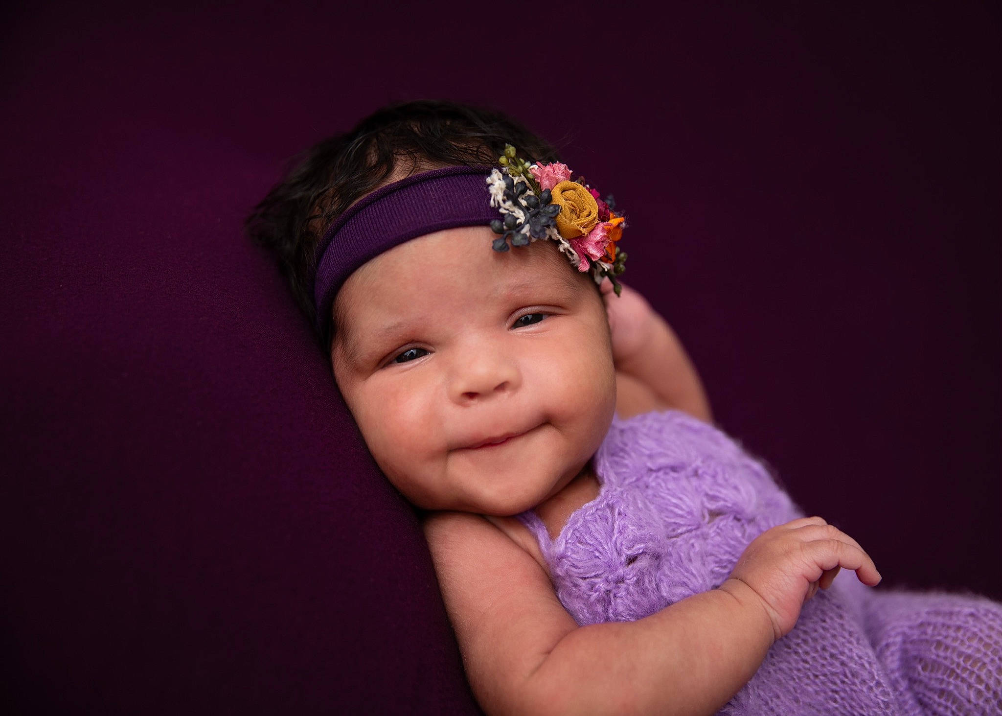 India joined the competition — help win amazing prizes! arm, baby_toddler_clothing, dress, ear, eyebrow, flash_photography, gesture, hand, happy, headband, headgear, headwear, human_body, lei, lip, neck, person, pink, purple, smile
