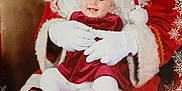 Christine a rejoint le concours — aidez-le/la à gagner de superbes lots ! baby, celebration, child, christmas, festive, glasses, gloves, happy, headband, holiday, indoor, portrait, red_dress, santa_claus, seated, smiling, snowflakes, traditional_clothing, white_beard, white_tights
