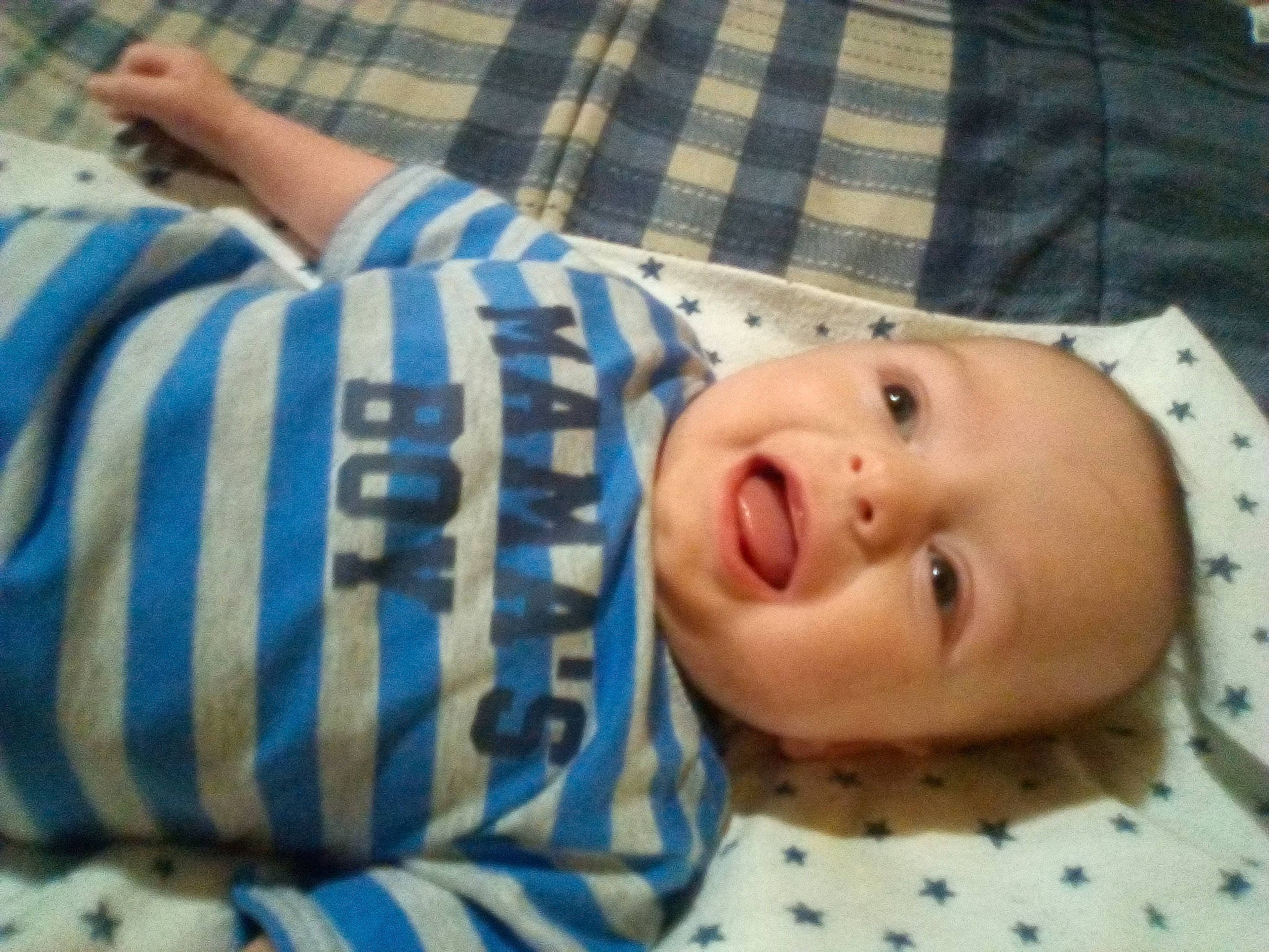 Isaiah is registered to the contest to win money with this photo: baby, baby_toddler_clothing, cheek, chin, comfort, eye, eyebrow, face, gesture, head, iris, lip, mammal, mouth, nose, person, skin, sleeve, smile, textile