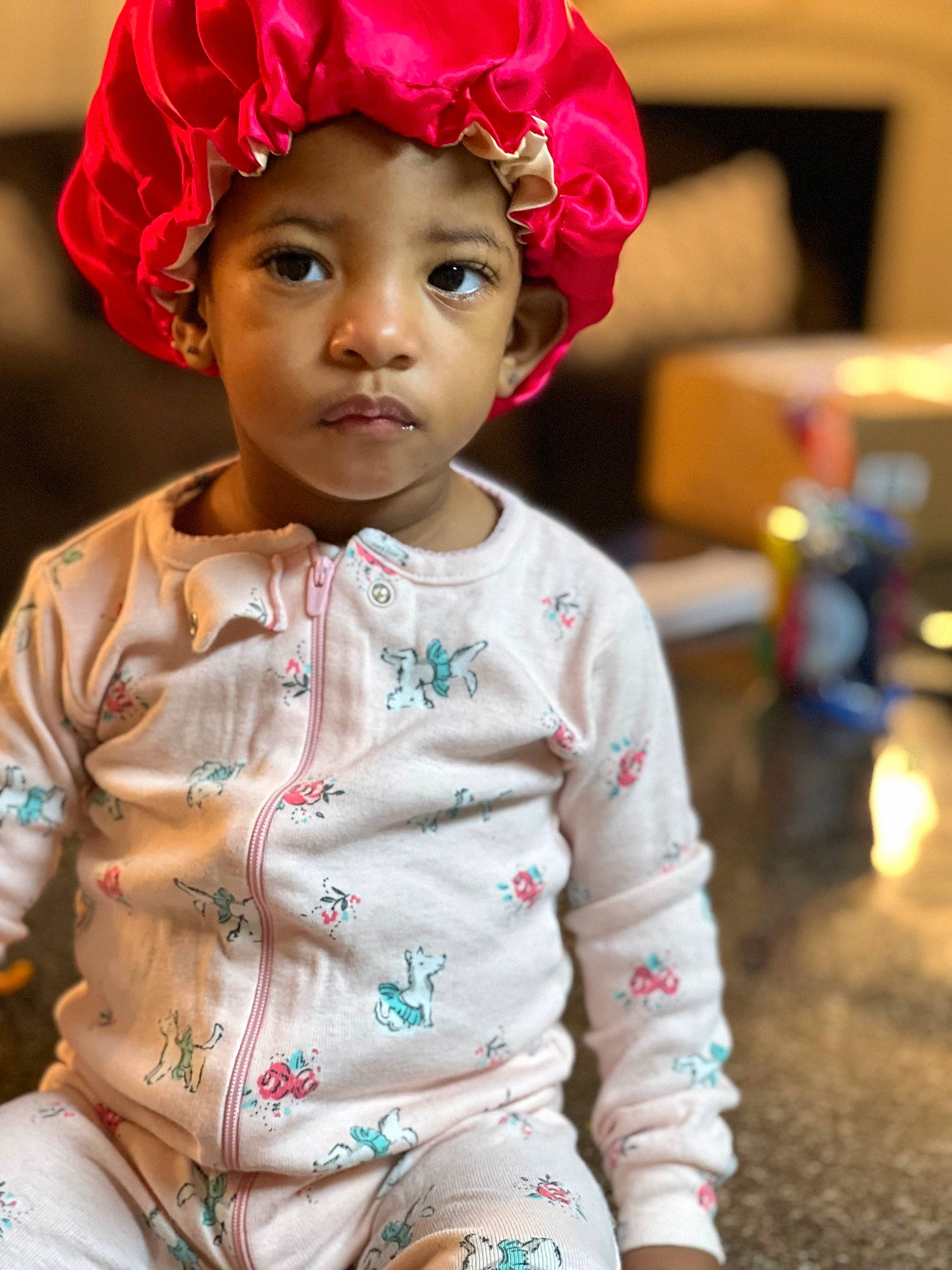 Denver joined the competition — help win amazing prizes! baby_toddler_clothing, cap, cheek, chin, eye, face, facial_expression, hair, hairstyle, happy, head, headwear, lip, outerwear, person, pink, skin, sleeve, smile, standing