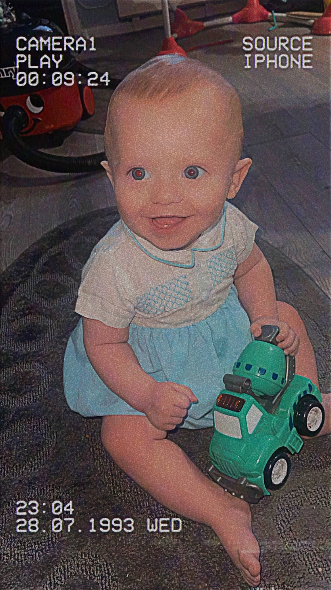 Reggie joined the competition — help win amazing prizes! baby, baby_products, baby_toddler_clothing, child, flooring, font, fun, happy, person, photo_caption, pink, riding_toy, rolling, sleeve, smile, t_shirt, tire, toddler, toy, vehicle