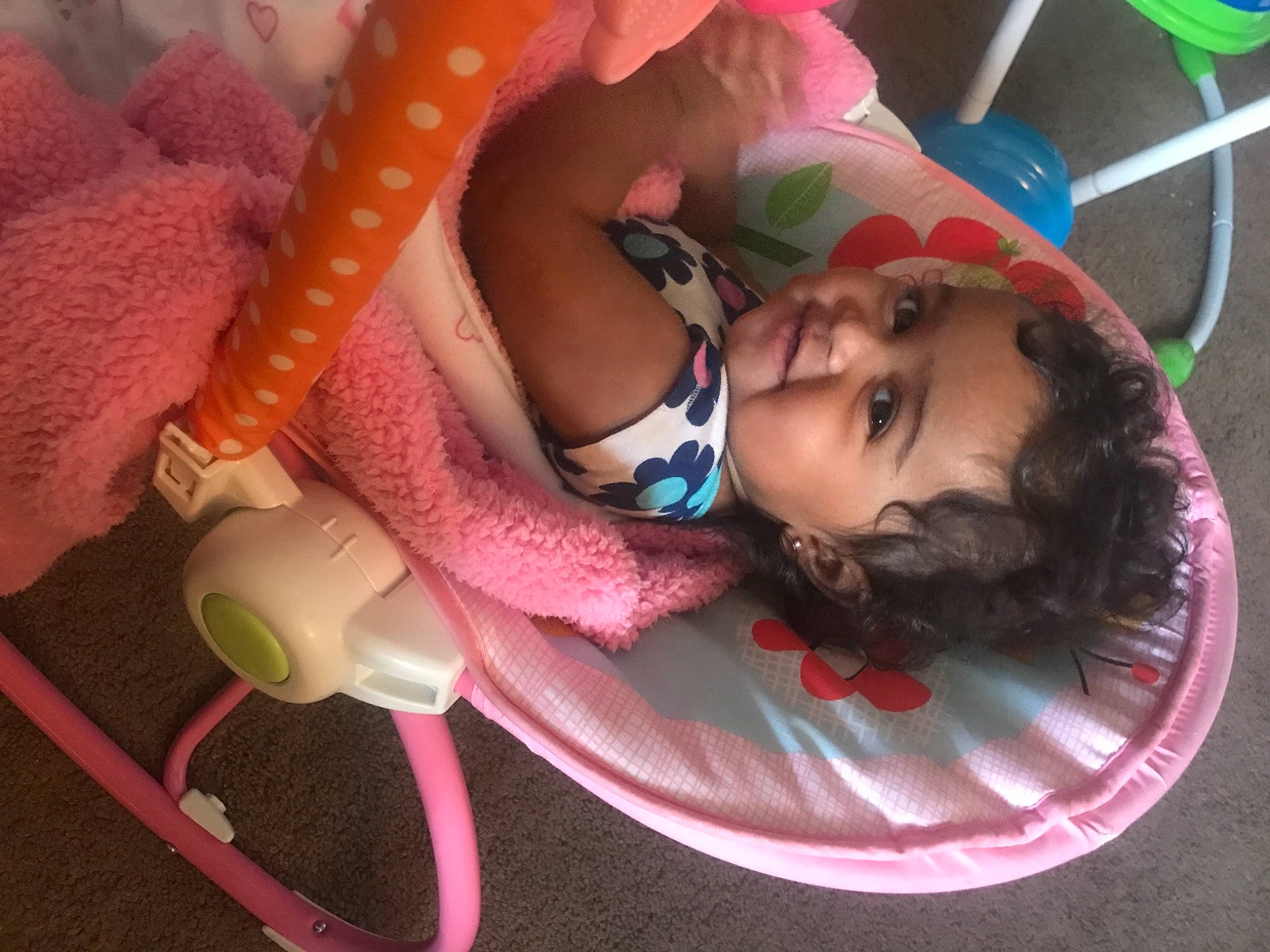 Jaida is registered to the contest to win money with this photo: baby, baby_toddler_clothing, cheek, child, eye, facial_expression, fun, green, happy, head, headgear, iris, lip, magenta, mouth, person, pink, product, skin, smile