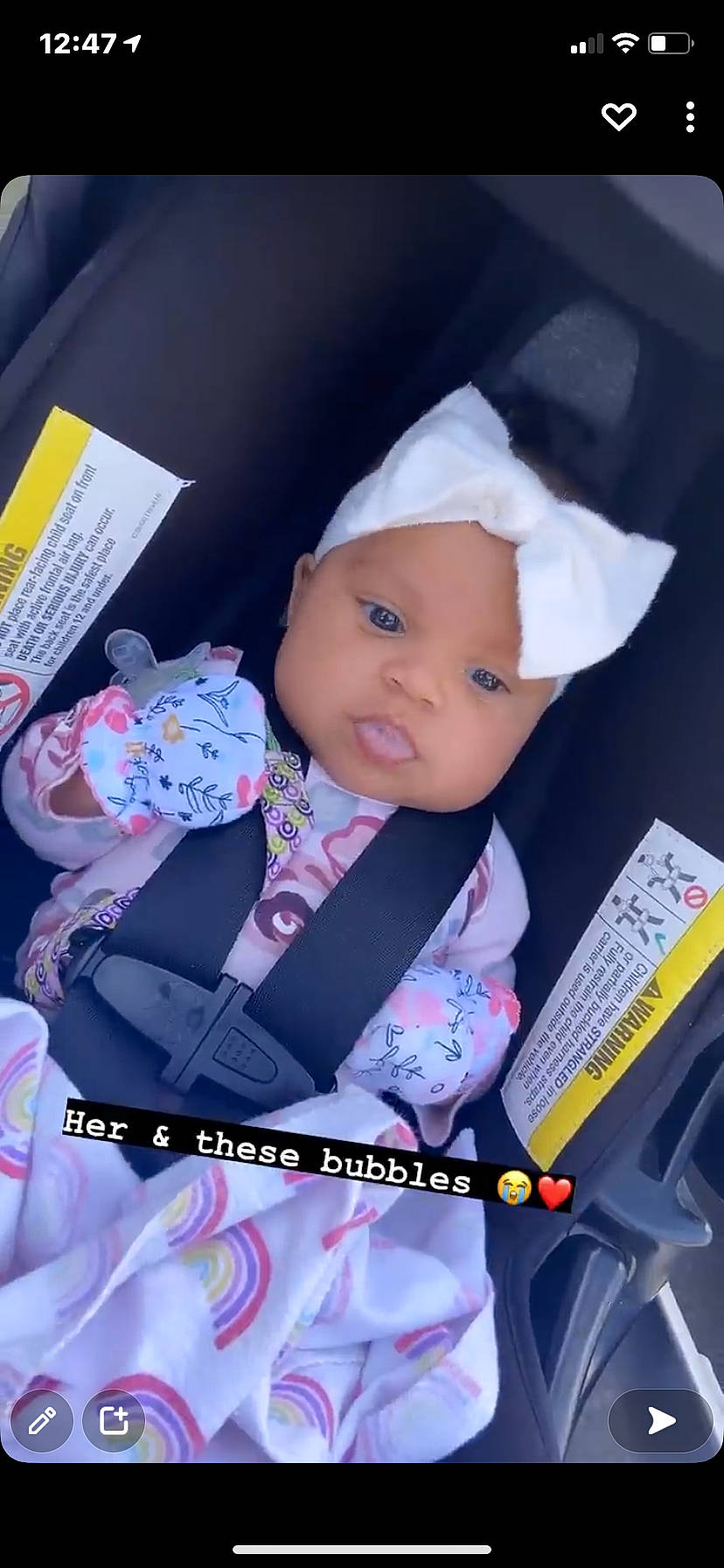 Dasani is registered to the contest to win money with this photo: auto_part, baby, baby_carriage, baby_in_car_seat, baby_products, baby_safety, baby_toddler_clothing, cap, car_seat, cheek, child, fashion_accessory, font, happy, headwear, pattern, person, pink, sitting, sleeve