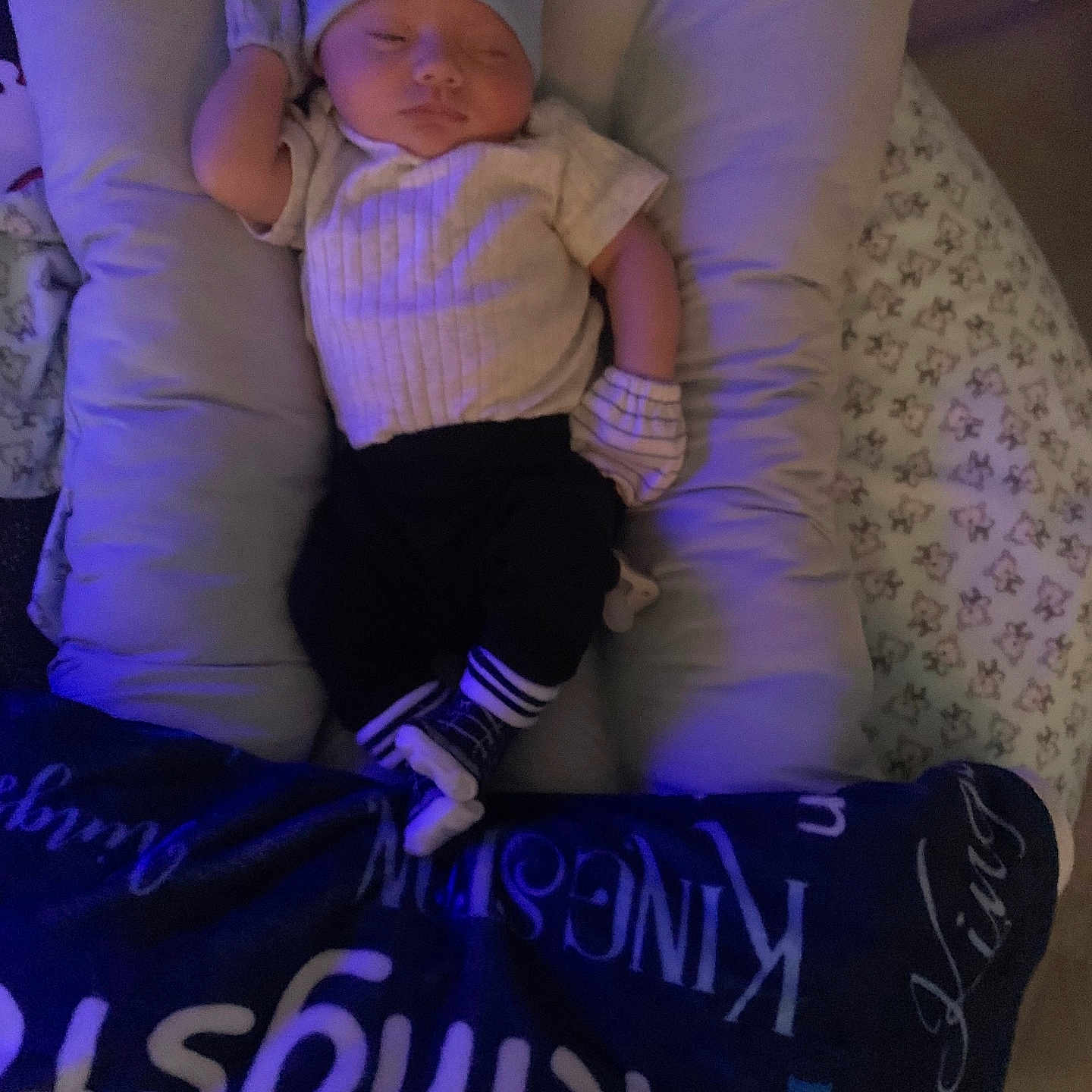 Kingston joined the competition — help win amazing prizes! baby, sleeping, hat, mittens, baby_lounger, blanket, patterned_blanket, cozy, indoor, infant, resting, clothing, soft_lighting, cushion, bedroom, comfort, person, sleepwear, peaceful, newborn