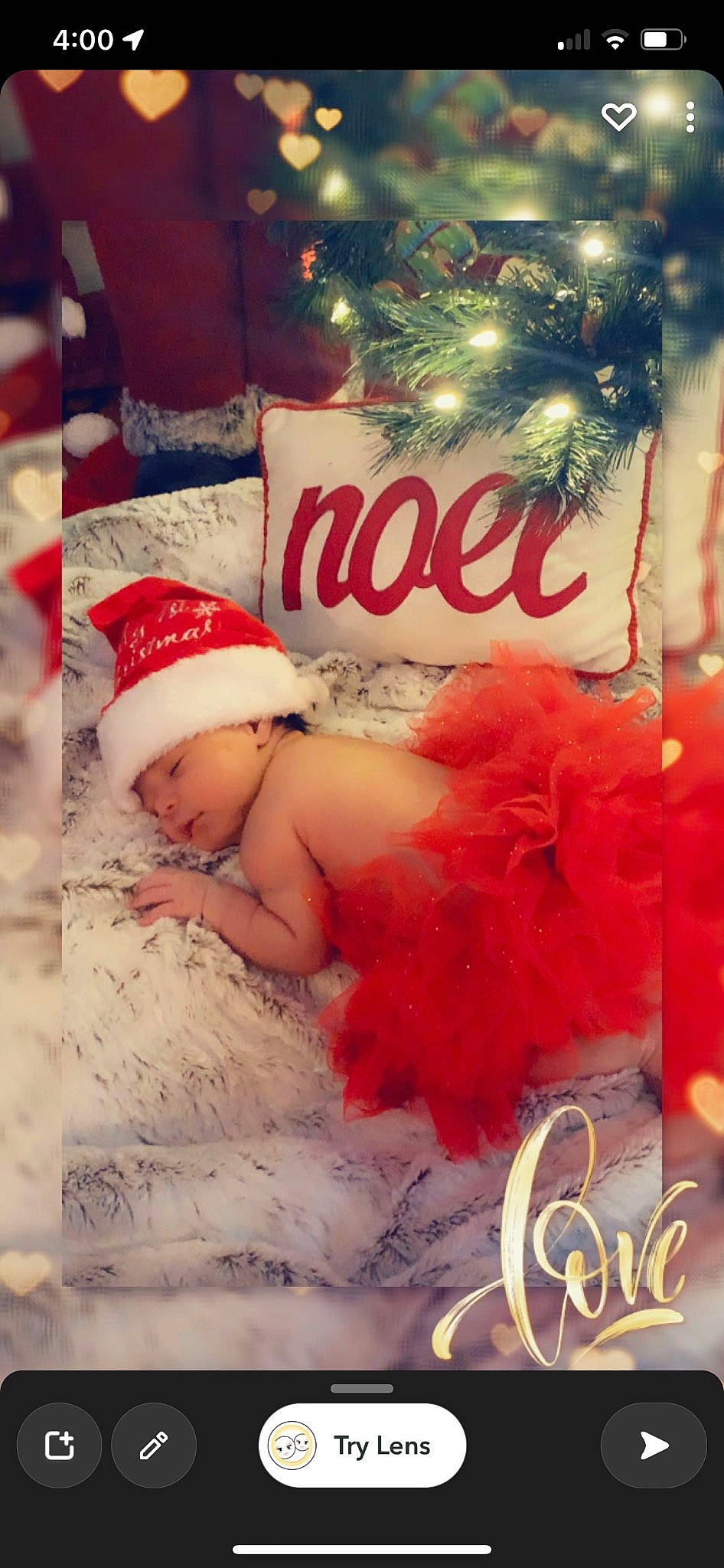Khamila is registered to the contest to win money with this photo: baby, baby_toddler_clothing, christmas, christmas_eve, christmas_ornament, christmas_tree, event, fashion_accessory, font, happy, headwear, holiday, love, magenta, ornament, person, petal, pink, room, rose