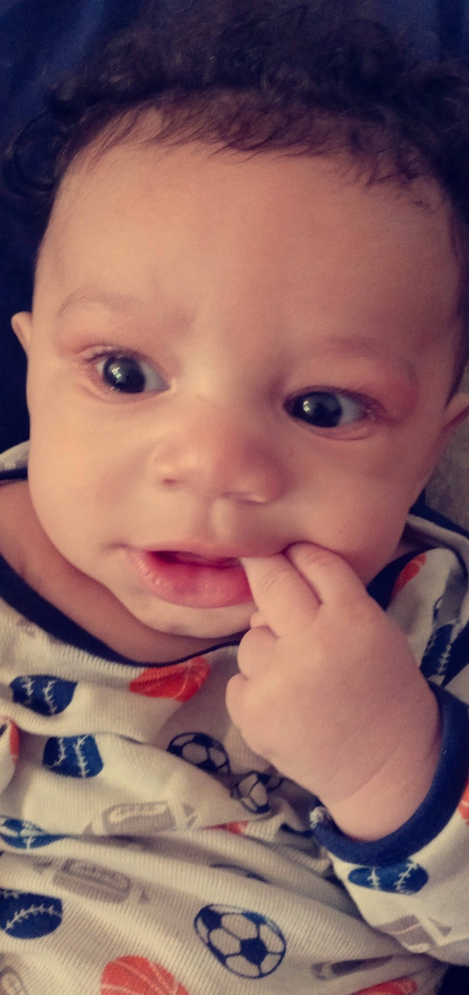 Matteo is registered to the contest to win money with this photo: baby, baby_toddler_clothing, cheek, chin, ear, eyebrow, eyelash, facial_expression, finger, forehead, gesture, happy, iris, jaw, lip, mouth, nose, person, skin, sleeve