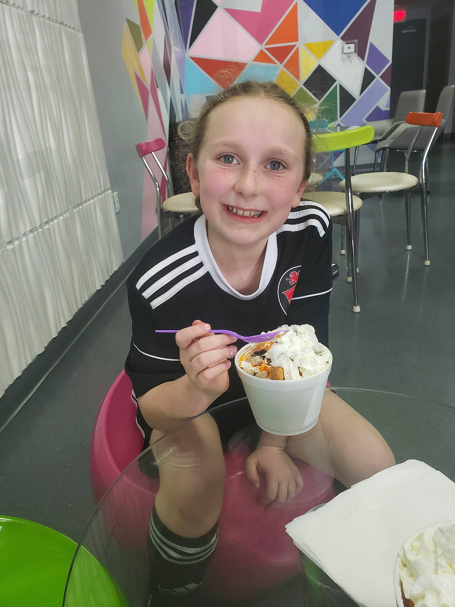 Lillyana is registered to the contest to win money with this photo: ais_kacang, british_cuisine, child, cream, cuisine, dairy, dessert, dish, drink, eating, food, frozen_dessert, gelato, halo_halo, ice_cream, joy, meal, person, sundae, sweetness