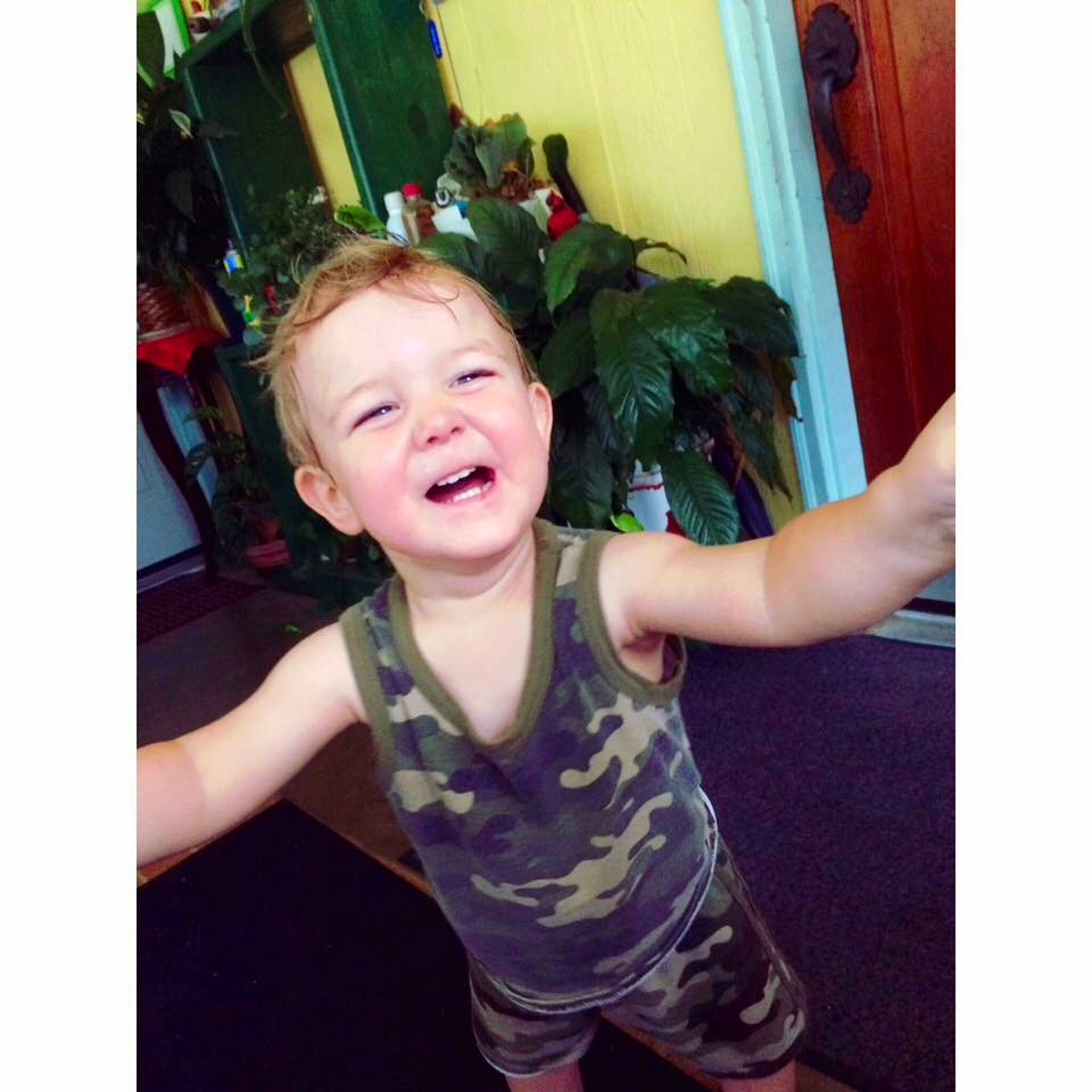 Brantley joined the competition — help win amazing prizes! arm, child, day, ear, fun, girl, joy, neck, organ, person, play, product, shoulder, smile, textile, toddler