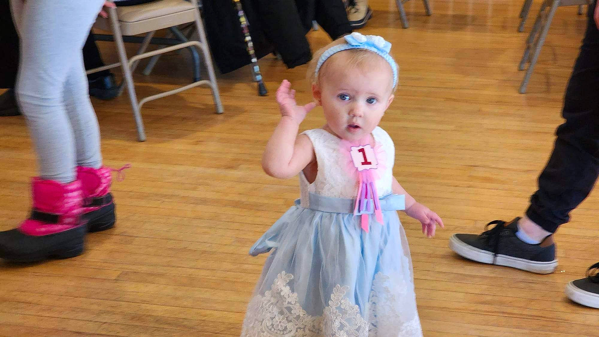 Analeia joined the competition — help win amazing prizes! baby, baby_toddler_clothing, chair, child, entertainment, event, floor, flooring, fun, happy, hardwood, laminate_flooring, magenta, person, pink, shoe, skin, sock, surprise, toddler