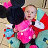 Thanaïs participe au concours pour gagner de l'argent avec cette photo : baby, barefoot, child, childhood, colorful_cushion, cushion, cute, floor_tiles, happy, indoors, infant, minnie_mouse, person, playtime, plush_toy, red_clothing, room, sitting, soft_toy, toy