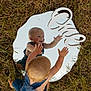 toddler, child, mirror, reflection, grass, outdoor, denim, overalls, first_birthday, sign, playing, happy, baby, cute, hands, blond_hair, nature, summer, portrait, exploring