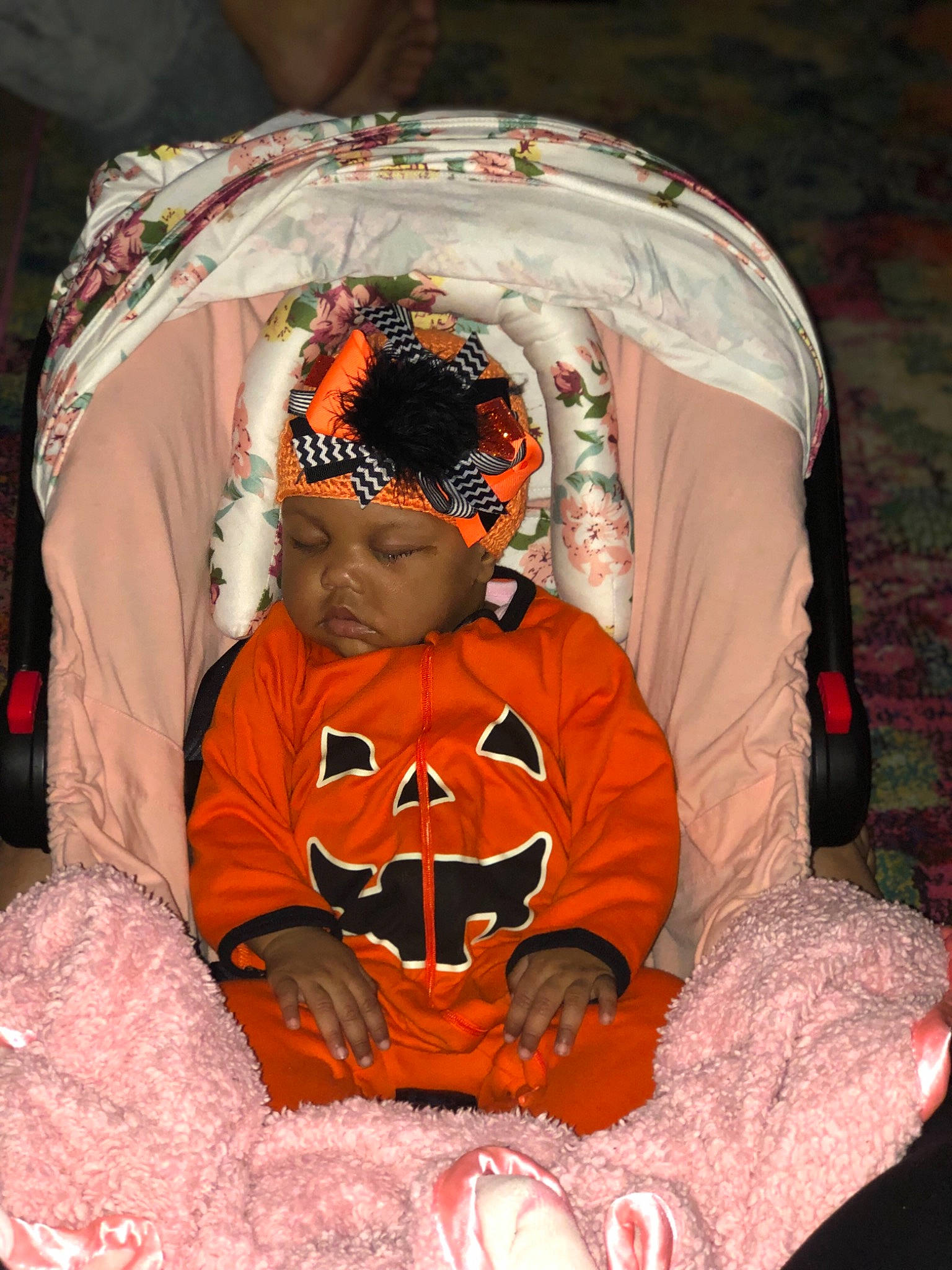 Adilynn is registered to the contest to win money with this photo: orange, person, pumpkin, trick_or_treat