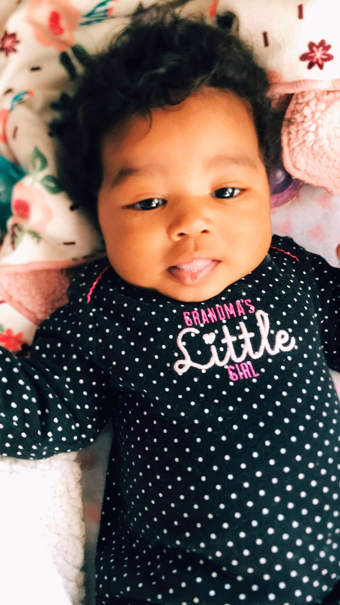 Zaleah joined the competition — help win amazing prizes! baby, beauty, black_hair, cheek, child, child_model, design, face, head, lip, nose, pattern, person, photography, pink, polka_dot, skin, smile, toddler