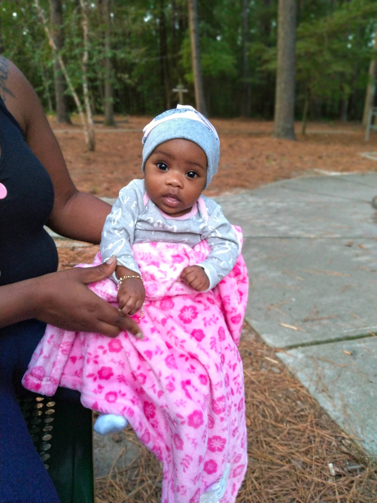 Mi'Amor is registered to the contest to win money with this photo: baby, baby_toddler_clothing, cap, child, dress, event, fun, grass, happy, headwear, leaf, leisure, magenta, people_in_nature, person, pink, plant, recreation, sitting, toddler