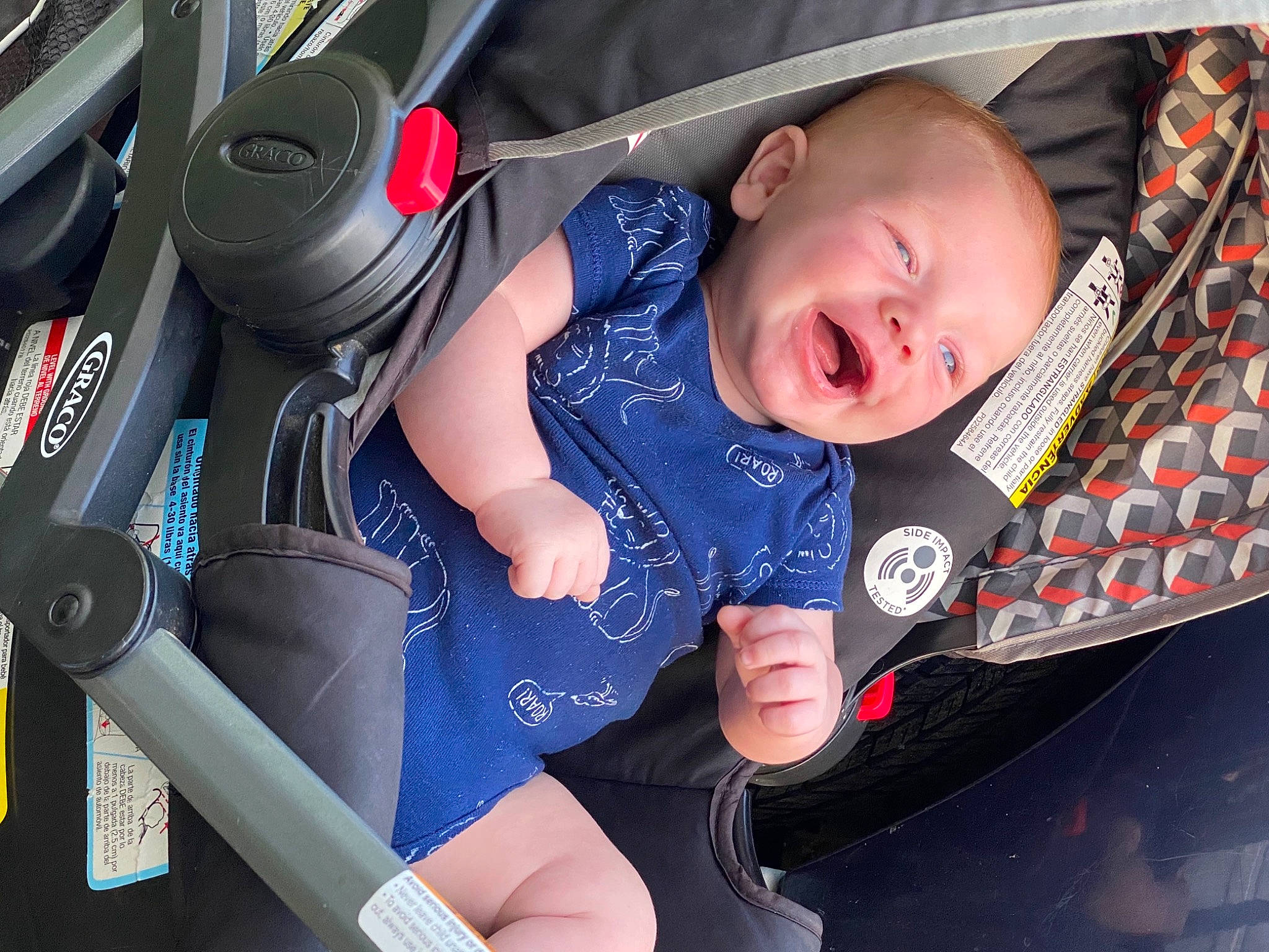 Mordecai joined the competition — help win amazing prizes! arm, auto_part, baby, baby_carriage, baby_in_car_seat, baby_products, baby_toddler_clothing, car, car_seat, child, comfort, electric_blue, finger, gear_shift, hand, person, sitting, smile, steering_wheel, toddler