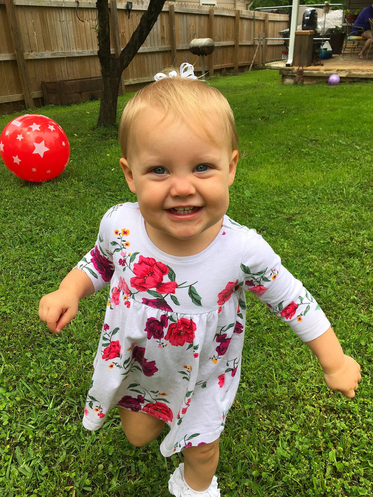 Brylee joined the competition — help win amazing prizes! baby, baby_toddler_clothing, backyard, child, garden, grass, green, joy, lawn, meadow, person, plant, play, red, smile, summer, toddler, yard