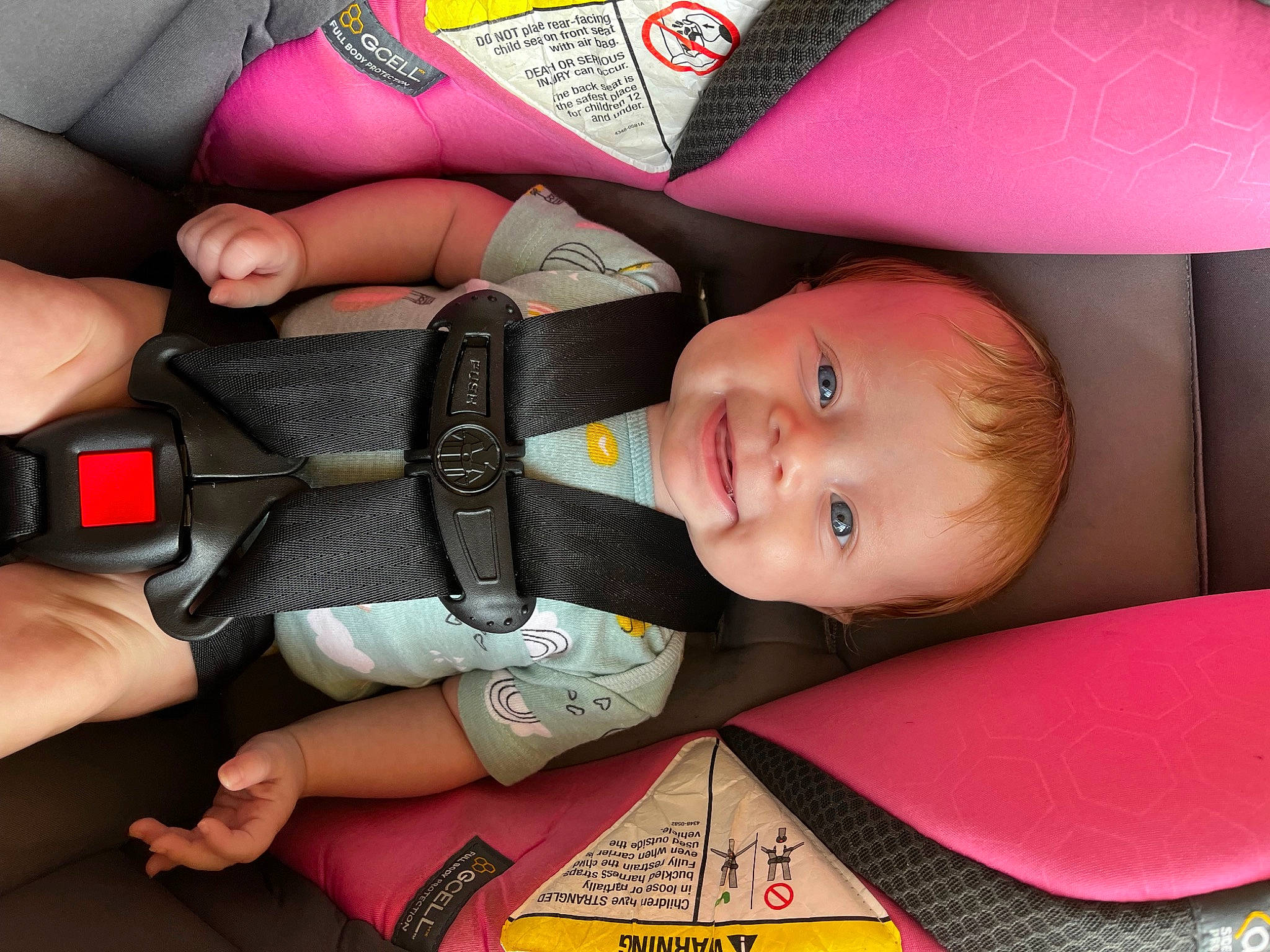 Wrenlee is registered to the contest to win money with this photo: baby, baby_toddler_clothing, cheek, comfort, eye, eyelash, finger, gesture, head, joy, lip, material_property, mouth, nail, nose, person, pink, product, red, skin