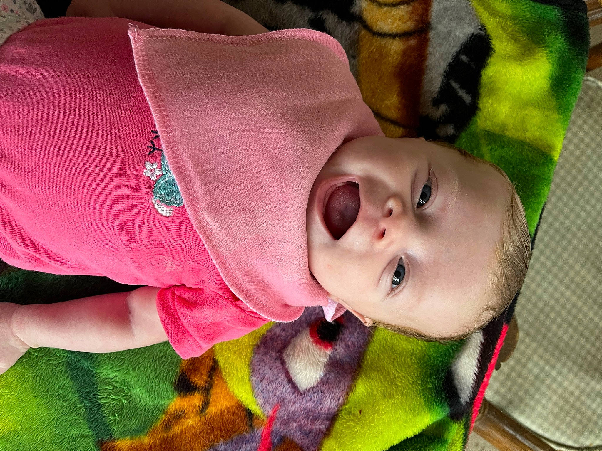 Wrenlee joined the competition — help win amazing prizes! baby, baby_products, baby_toddler_clothing, cheek, child, chin, comfort, eye, fun, grass, happy, head, linens, lip, magenta, mouth, nose, pattern, person, skin