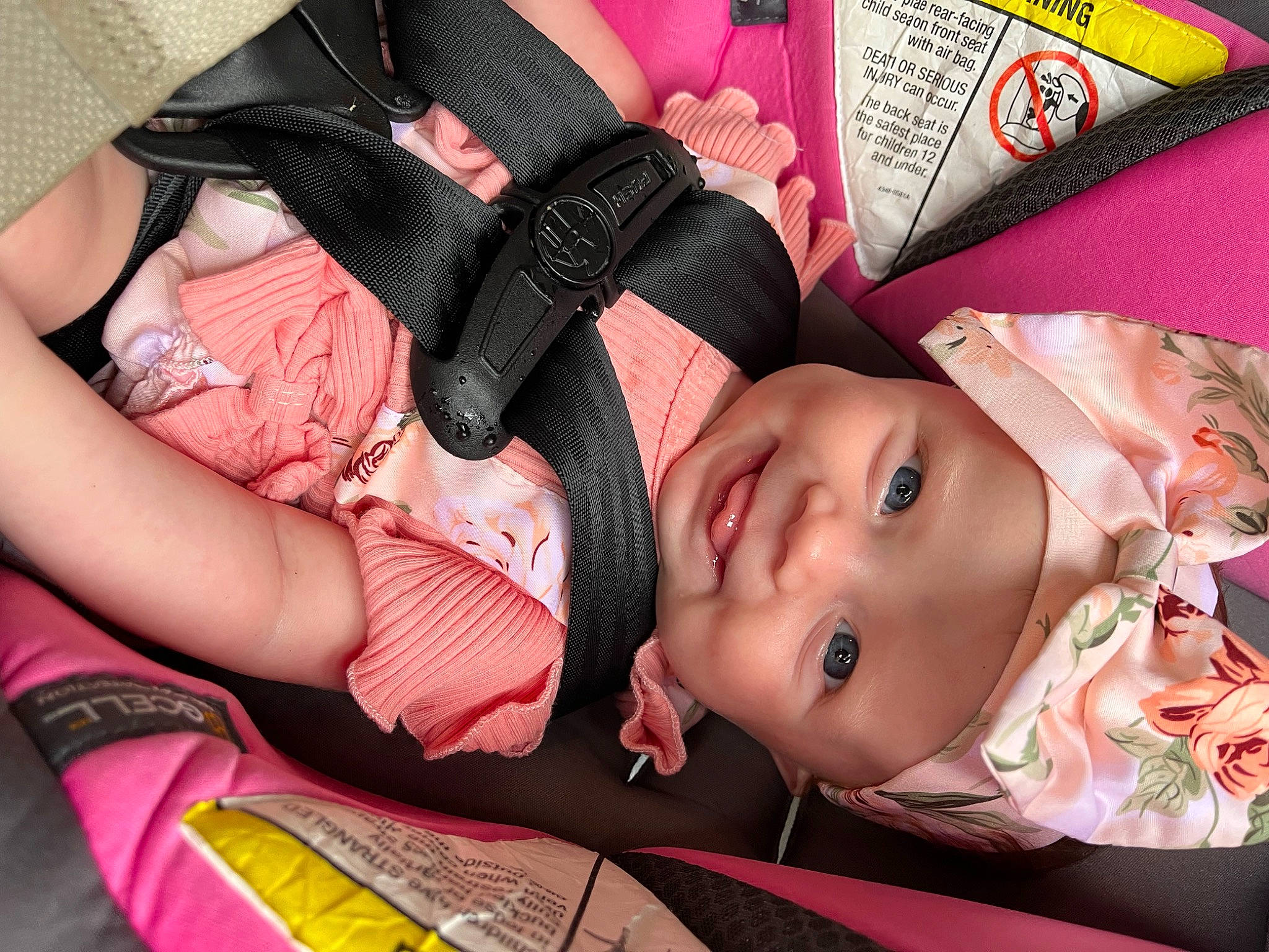 Wrenlee is registered to the contest to win money with this photo: baby, baby_products, baby_toddler_clothing, carmine, cheek, child, eyelash, fashion_accessory, happy, headgear, headwear, joy, lip, magenta, mouth, nail, pattern, person, pink, skin