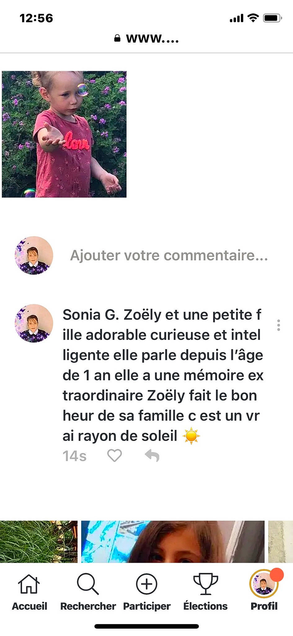 Zoëly participe au concours pour gagner de l'argent avec cette photo : advertising, font, gesture, happy, magenta, organism, person, plant, screenshot, terrestrial_plant