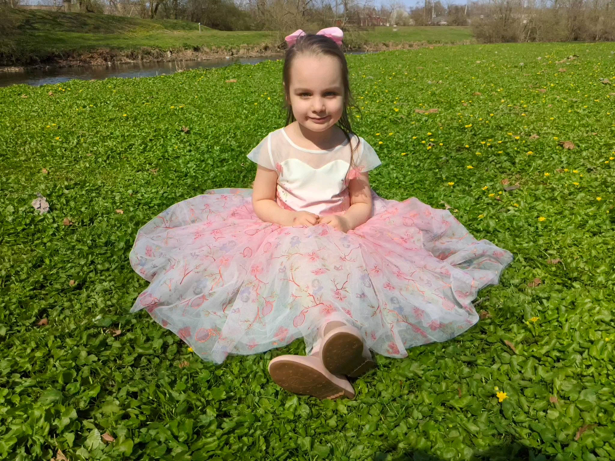 Syaris joined the competition — help win amazing prizes! baby_toddler_clothing, botany, dress, grass, grass_family, grassland, groundcover, happy, joy, landscape, lawn, leaf, meadow, natural_environment, nature, people_in_nature, person, pink, plant, smile