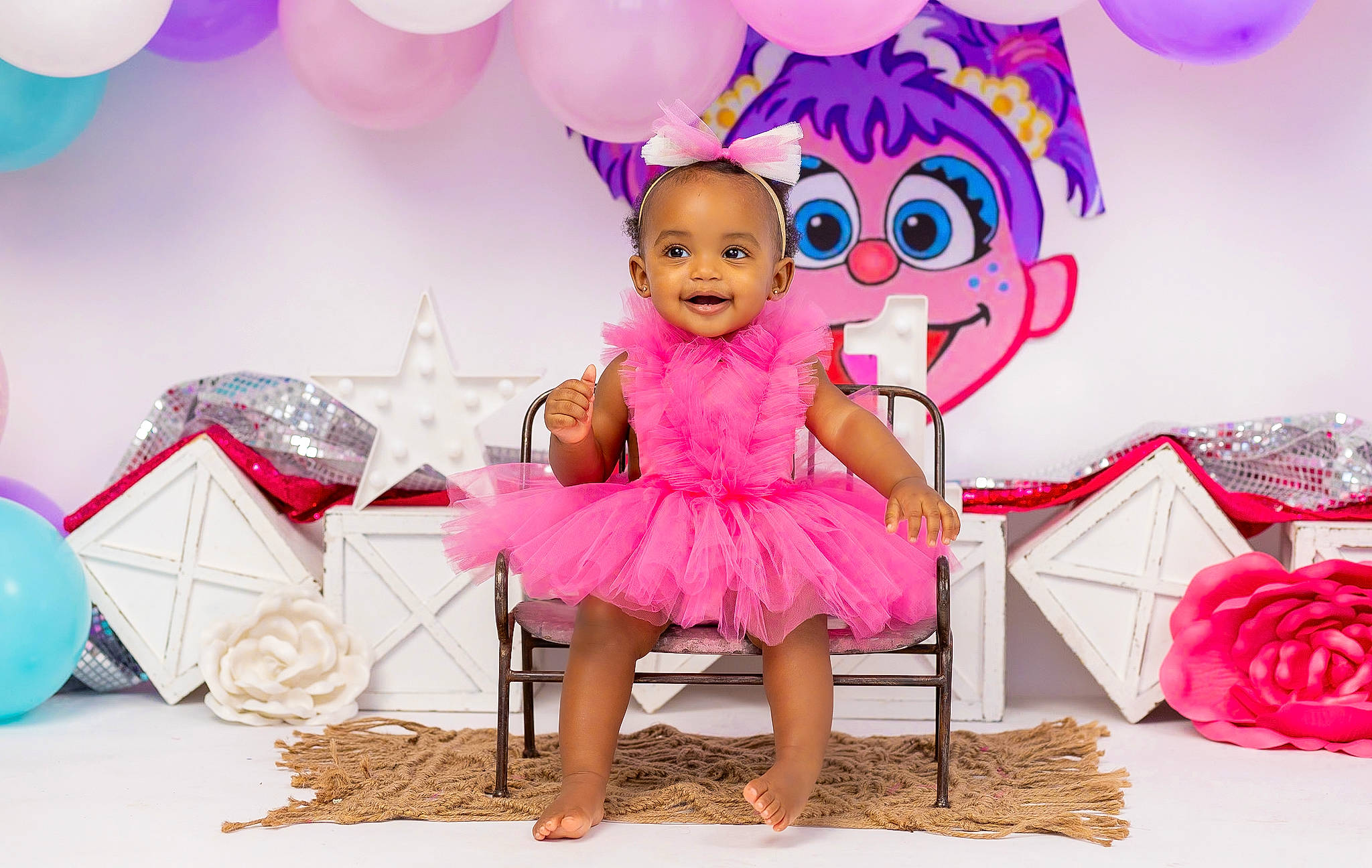 Mila joined the competition — help win amazing prizes! baby_toddler_clothing, balloon, beauty, child, decoration, dress, event, fun, happy, joy, leisure, magenta, party, party_supply, person, petal, pink, product, purple, smile
