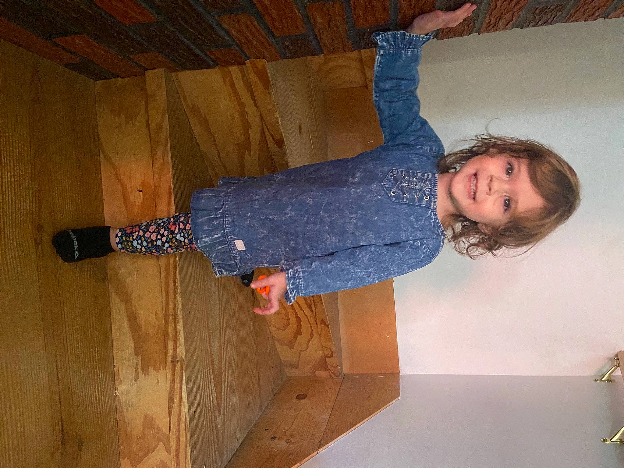 Joanna joined the competition — help win amazing prizes! balance, ceiling, denim, elbow, electric_blue, flooring, fun, hardwood, human_leg, joint, joy, knee, leisure, pattern, person, room, thigh, varnish, waist, wood