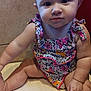 Heavenly joined the competition — help win amazing prizes! baby, child, infant, sitting, cute, pink_hair_tie, floral_outfit, colorful_clothing, chubby_arms, chubby_legs, indoor, wooden_surface, face, portrait, curious_expression, skin, head, eyes, hands, legs