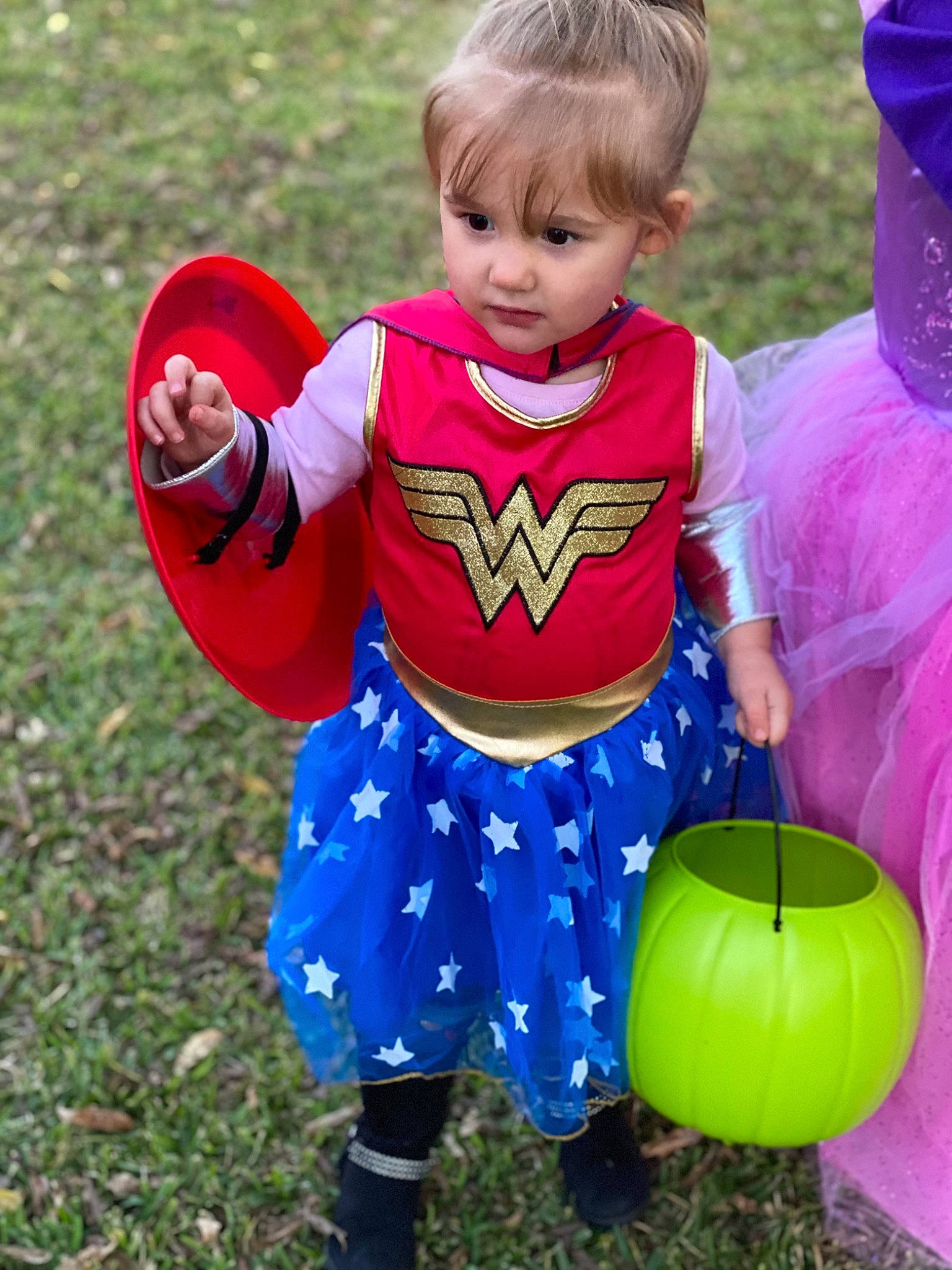 Summer is registered to the contest to win money with this photo: baby_toddler_clothing, ball, blue, child, costume, electric_blue, fun, grass, green, happy, leisure, magenta, people_in_nature, person, photograph, pink, plant, play, purple, recreation