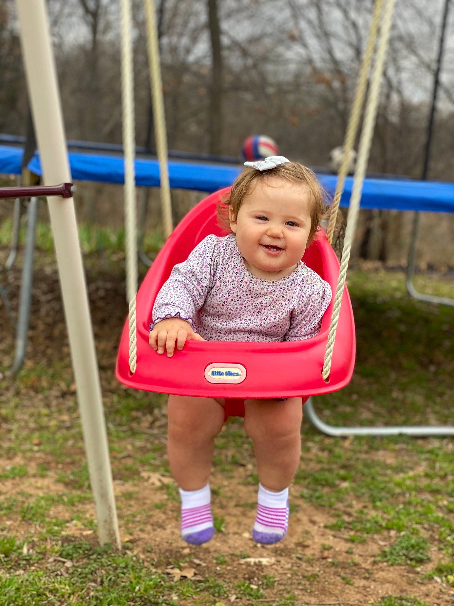 Kylie Nicole joined the competition — help win amazing prizes! baby_toddler_clothing, child, city, face, fun, grass, happy, jeans, joy, leisure, magenta, outdoor_play_equipment, person, pink, plant, playground, recreation, smile, swing, tire