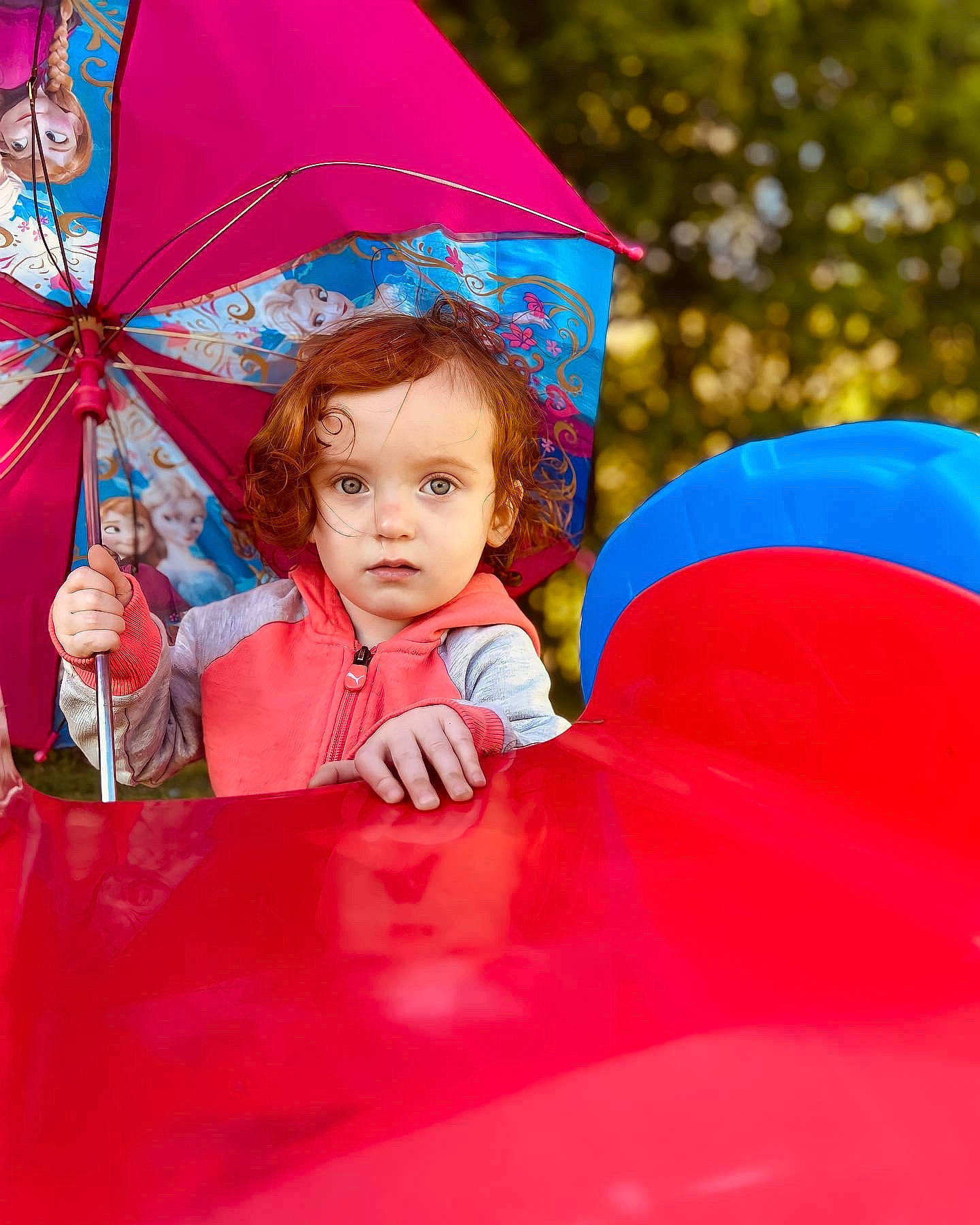 Kaylani joined the competition — help win amazing prizes! baby, child, costume, electric_blue, event, festival, fun, grass, happy, leisure, magenta, people_in_nature, person, pink, play, public_event, recreation, sitting, toddler, tree