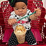 Azul joined the competition — help win amazing prizes! baby, child, shopping_cart, starbucks, drink, headband, black_bow, polka_dot_pants, skull_pattern, green_straw, red_cart, indoor, store, floor, clothing, person, food, beverage, cute, toddler