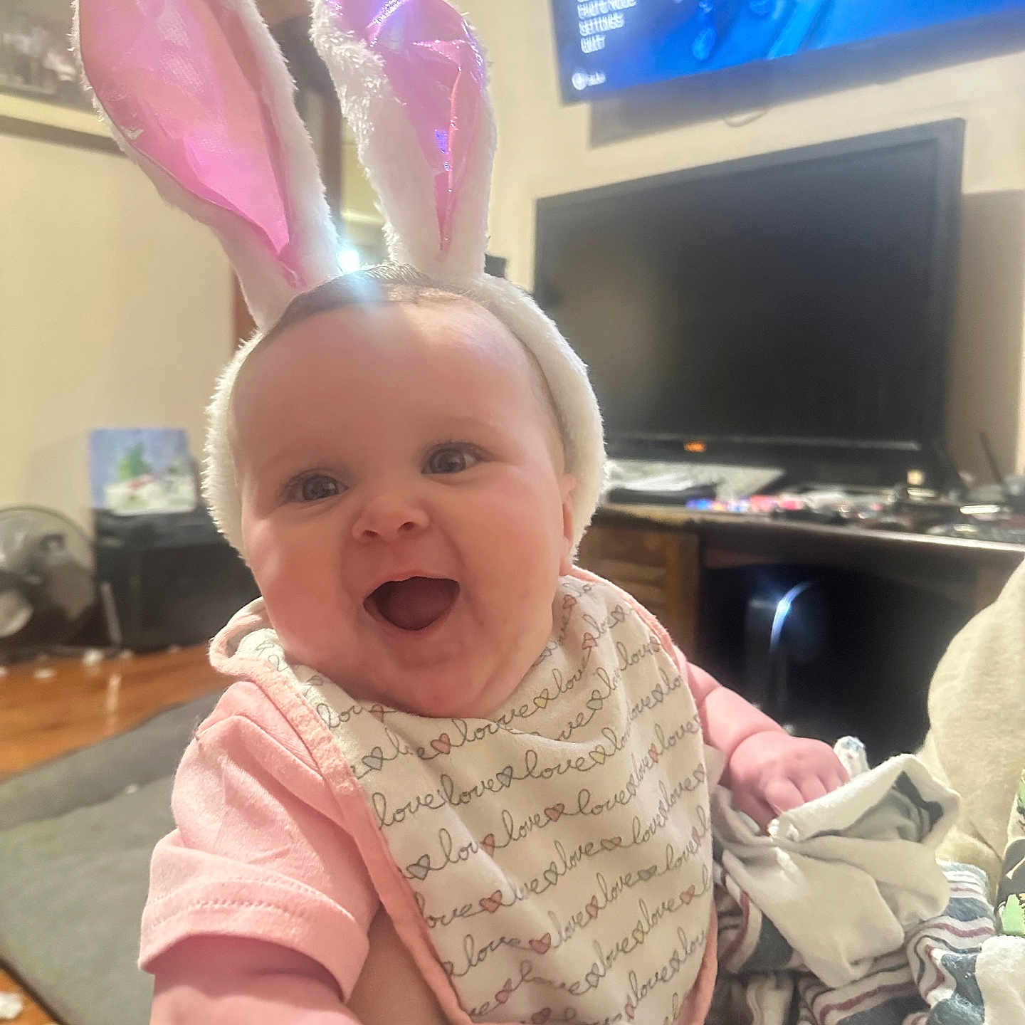 Diana joined the competition — help win amazing prizes! architecture, baby, babylaughing, building, computerhardware, electronics, face, furniture, happy, hardware, head, indoors, livingroom, monitor, person, photography, portrait, room, screen, tv