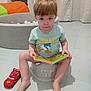 Malo a rejoint le concours — aidez-le/la à gagner de superbes lots ! toddler, child, book, potty, toy_car, indoor, floor, clothing, donald_duck, reading, play_area, ball_pit, toy, curtain, plastic, barefoot, sitting, person, young_child, floor_tiles