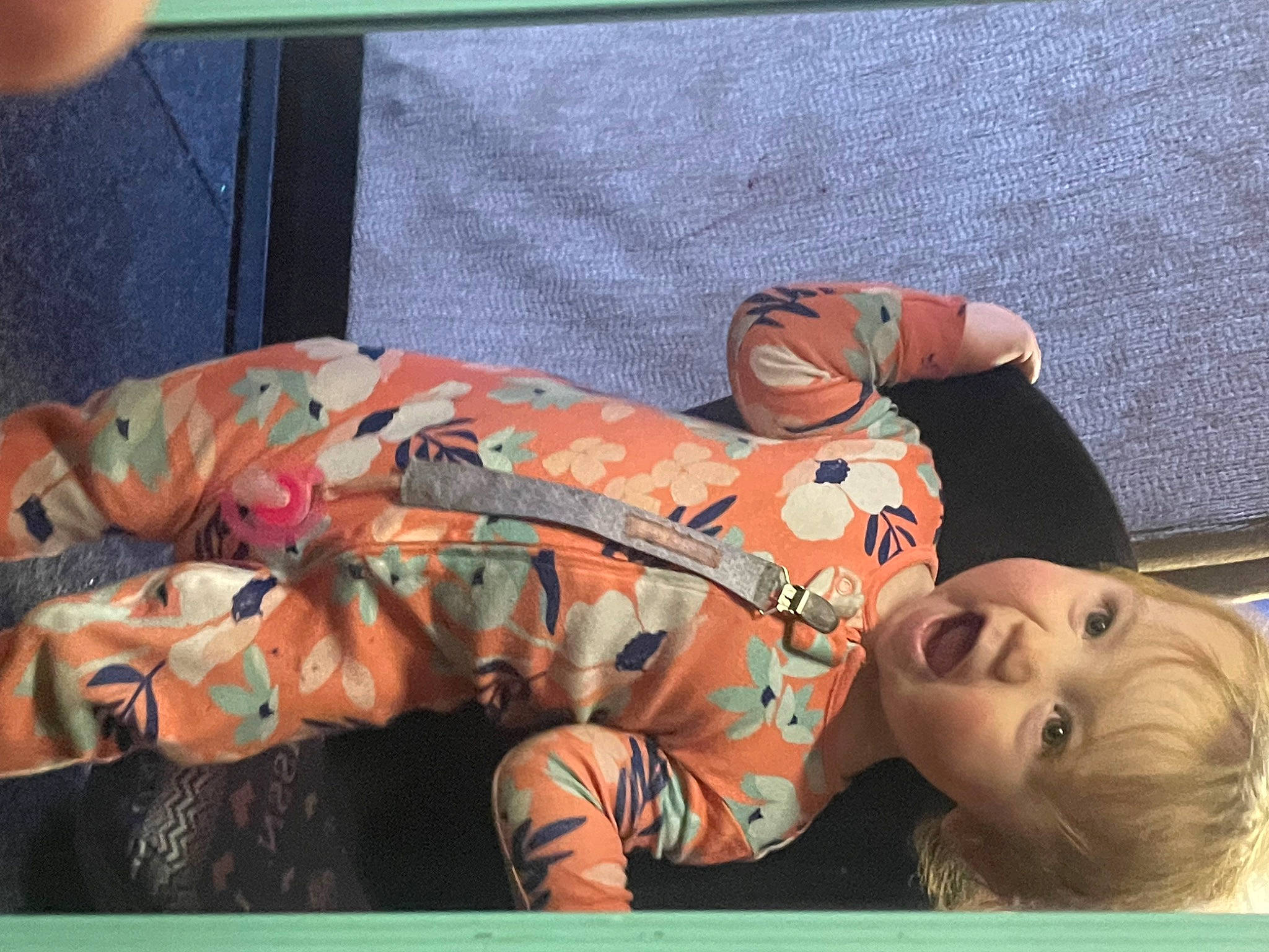 Gemma joined the competition — help win amazing prizes! baby_products, baby_toddler_clothing, cheek, child, comfort, fashion_accessory, fun, happy, head, headgear, human_body, mouth, orange, pattern, person, sitting, sleeve, smile, sunglasses, thigh