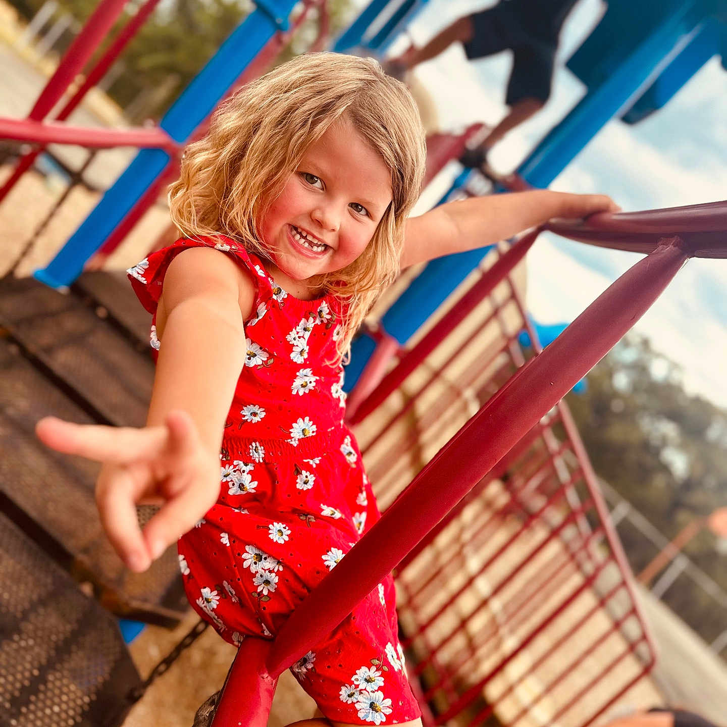 Claire joined the competition — help win amazing prizes! adult, blonde, bodypart, child, face, female, finger, girl, hair, hand, happy, head, outdoorplayarea, outdoors, person, photography, playarea, portrait, smile, woman